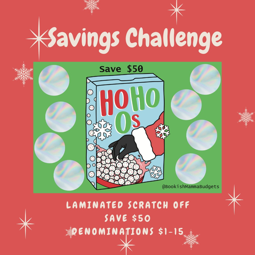 Ho Ho O's  Cereal - Double Sided - Christmas Scratch Off Savings Challenge - 50