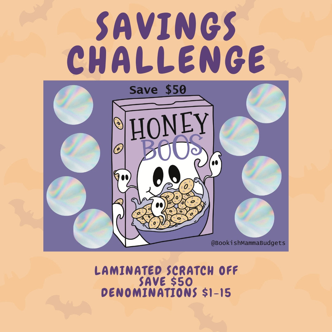 Honey Boos Cereal - Double Sided - Spooky Scratch Off Savings Challenge - 50