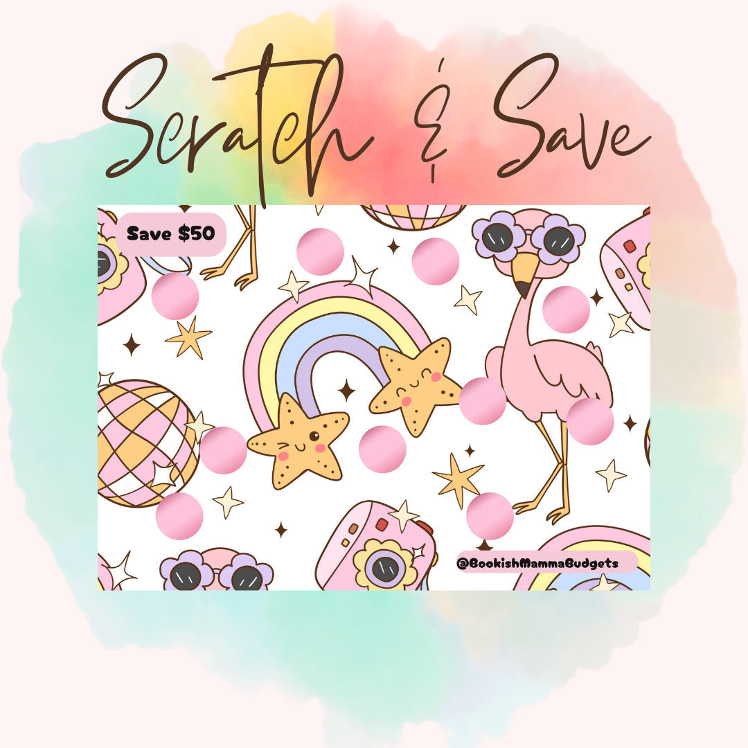 Fancy Flamingo Savings Challenge -  Scratch and Save -