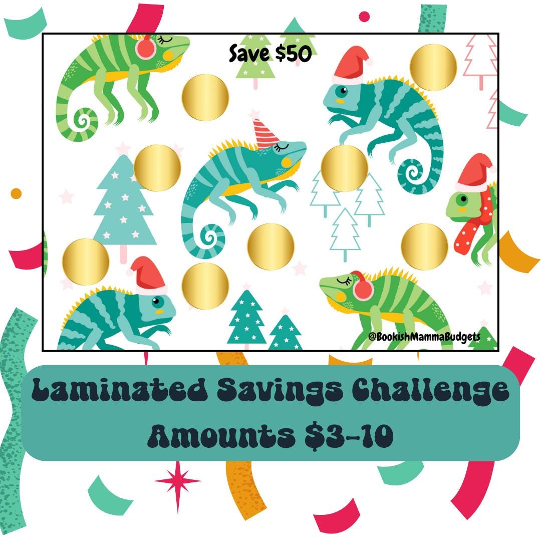 Holiday Iguana - Christmas Scratch Off Savings Challenge