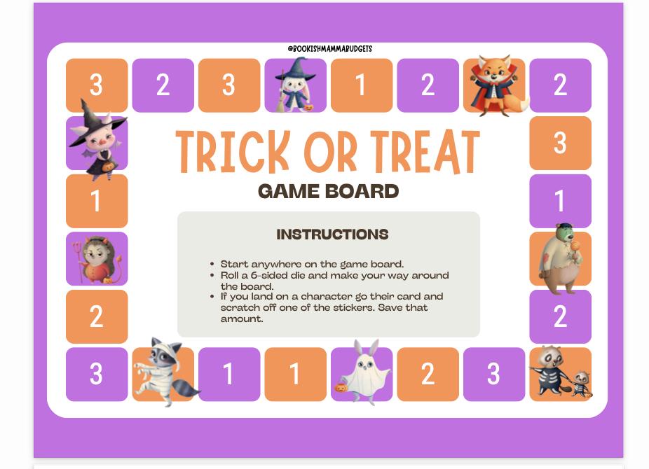 Trick or Treat Game - Savings Challenge - Savings Game- Halloween